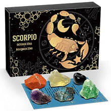 Load image into Gallery viewer, Scorpio Crystals Gift Set, Zodiac Signs Healing Crystals Birthstones with Horoscope Box Set Scorpio Astrology Crystals Healing Stones Gifts