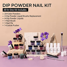Load image into Gallery viewer, AZUREBEAUTY 20 Colors Dip Powder Nail Kit Starter - Winter Halloween Series, Nude Plum Mauve Brown Nail Dipping Powder Liquid Set with Base/Top Coat for French Nails Art Manicure DIY Salon Home Gift