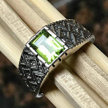 Load image into Gallery viewer, Genuine 2ct Green Peridot 925 Sterling Silver Men's Ring Size 7, 7.75, 8, 8.25, 8.75, 9, 9.75, 10, 10.75, 11, 11.25, 12, 12.75, 13, 13.25