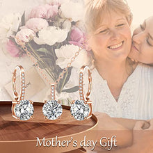 Load image into Gallery viewer, EVER FAITH Elegant Wedding Jewelry Set, 925 Sterling Silver Sparkly Round Cut White CZ Rose Gold Hypoallergenic Necklace Earrings Set for Bridal