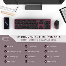 Load image into Gallery viewer, Wireless Keyboard and Mouse, Jelly Comb 2.4GHz Ultra Thin Full Size Wireless Keyboard Mouse Combo Set with Number Pad for Computer, Laptop, PC, Desktop, Notebook, Windows 7, 8, 10-(Wine Red and Black)