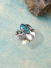 Load image into Gallery viewer, YoTreasure Blue Copper Turquoise Solid Sterling Silver Brass Leaf Design Ring