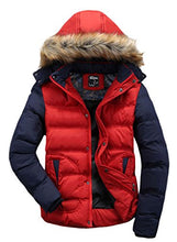 Load image into Gallery viewer, Wantdo Men's Casual Fur Hooded Winter Warm Coat Outwear Jacket Red Small