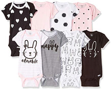 Load image into Gallery viewer, Gerber Baby Girls' 8 Pack Short Sleeve Onesies Bodysuits, Pink Bunny, 6-9 Months