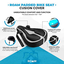 Load image into Gallery viewer, Roam: Gel Bike Seat Cushion Cover for Comfort (fits Seats up to 11x8 in) and Universal Motorcycle and Bike Phone Holder (fits Phones up to 3.5 inches) - Premium Bicycle Accessories Bundle