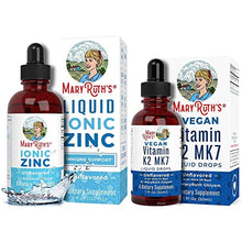 Load image into Gallery viewer, Liquid Ionic Zinc & K2 (MK7) Bundle by MaryRuth's | Organic Glycerin + Zinc Sulfate, 4oz | Vitamin K2 MK7 Liquid Drops, 1oz | Formulated for Adults & Kids | | Vegan, Non-GMO, Gluten Free