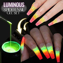 Load image into Gallery viewer, 3Pcs/Set Luminous Spider Nail Gel Set, Spider Nail Gel UV Art Drawing Color Point Line Soak Off Solid Polish Nails Gels, for Fluorescent Neon Effect/Luminous Spider Wire Drawing Nail Gel (16#)