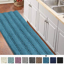 Load image into Gallery viewer, Turquoize Non-Slip Bath Mat Oversize Bathroom Rug Shag Shower Mat Ultra Soft & Water Absorbent Bath Rug for Bathroom/Kitchen Washable Rug, Perfect for Doormats, Tub, Size 59" X 20", Turquoise Blue