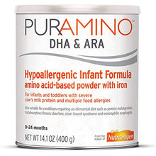 Load image into Gallery viewer, PurAmino Hypoallergenic Baby Formula Powder for Severe Food Allergies, 14.1 Oz - Omega 3 Dha, Probiotics, Iron, Immune Support