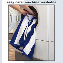 Load image into Gallery viewer, 4 Pack Plush Velour 100% Cotton Beach Towels. Cabana Stripe Pool Towels for Adults. (Navy, 4 Pack- 30" x 60")