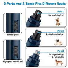 Load image into Gallery viewer, Casfuy Dog Nail Grinder Upgraded - Professional 2-Speed Electric Rechargeable Pet Nail Trimmer Painless Paws Grooming & Smoothing for Small Medium Large Dogs & Cats (Dark Blue)