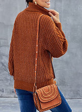 Load image into Gallery viewer, FARYSAYS Women's Warm Turtleneck Oversized Sweaters Long Sleeve Pullover Loose Chunky Knit Jumper Brown Large