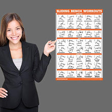 Load image into Gallery viewer, QuickFit 2 Pack - Sliding Bench Workouts & Bodyweight Exercise Poster Set - Compatible with Total Gym & Weider Ultimate Body Works (Laminated, 18" x 27")