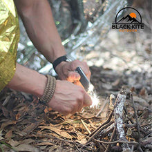Load image into Gallery viewer, Black Kite Outdoor XL Survival Mylar Thermal Space Blankets (5 -Pack) + Magnesium Flint Block & Striker Fire Starter Designed to Retain Heat, Outdoors, Hiking, Camping, First Aid, Marathon, Emergency