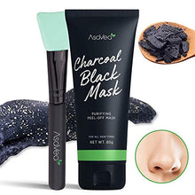 Load image into Gallery viewer, AsaVea Blackhead Peel Off Mask With Brush, Black mask, Blackhead Remover Mask, Purifying Black Peel off Charcoal Mask, Pore Removal Peel off Strip Mask Blackhead Acne Black Mud Facial Mask 80g