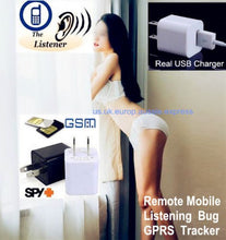 Load image into Gallery viewer, chen-1 GSM Voice Listening Device Spy Ear Bug USB Wall Adapter with sim Card Slot - White