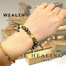 Load image into Gallery viewer, HEALING TRUST Citrine Crystal Bracelet with Aventurine Pyrite Hematite for Maximum Lucky Money Wealth, Prosperity, Goals Manifestation, Good Luck Feng Shui Wealth Bracelet. Authentic Gemstones Citrine Crystal Stone, Pyrite Crystal, Aventurine Crystal, Hem