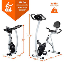 Load image into Gallery viewer, BCAN Folding Exercise Bike, Magnetic Upright Bicycle with Heart Rate, Speed, Distance, Calorie Monitor, 330LBS Support - Grey/Black 2020 Version