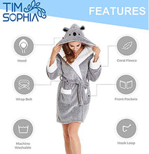 Load image into Gallery viewer, TIMSOPHIA Plush Robes for Womens Bathrobes with Hood Soft Animal Robes Cozy Warm Koala Gifts (Gray, S)