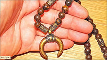 Load image into Gallery viewer, Men Long necklace - Long Gemstones necklace - Moon Brass Pendant - Men Neckless - Gift for men - Long necklace - Men jewelry - Men Neckless