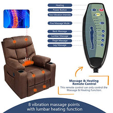 Load image into Gallery viewer, Esright Power Lift Chair Electric Recliner for Elderly Heated Vibration Massage Fabric Sofa Motorized Living Room Chair with Side Pocket and Cup Holders, USB Charge Port&Massage Remote Control, Brown