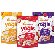 Load image into Gallery viewer, Happy Baby Organics Yogis Freeze-Dried Yogurt & Fruit Snacks, 3 Flavor Variety Pack, 1 Ounce (Pack of 3)