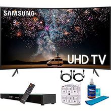 Load image into Gallery viewer, SAMSUNG UN65RU7300 65" RU7300 HDR 4K UHD Smart Curved LED TV (2019 Model) with Home Theater Surround Sound 31" Soundbar Bundle Includes Screen Cleaner + 6-Outlet Surge Adapter + 2X HDMI Cable Black