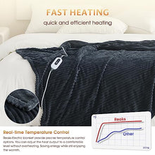 Load image into Gallery viewer, Reaks Heated Electric Blanket Throw - 50" x 60", with 4 Fast Heating Levels & 3 Hours Auto Off, Soft Flannel Heating Blankets for Home Office, UL&FCC Certification, Machine Washable, Dark Grey