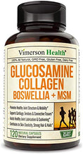 Load image into Gallery viewer, Glucosamine Sulfate Collagen Chondroitin Supplement with Boswellia, MSM, Bromelain, Quercetin and Methionine. Joint Support for Mobility. Aids Healthy Muscle, Cartilage, Bones, Hair, Skin and Nails