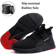 Load image into Gallery viewer, SUADEX Work Safety Shoes for Men Womens, Steel Toe Shoes Lightweight Breathable Toe Sneakers Construction Working Shoes for Hiking Trail Tennis Black