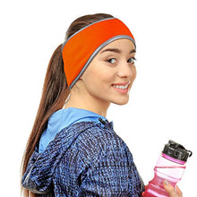 Load image into Gallery viewer, 2 Pieces Ear Warmer Headband High Visibility Reflective Safety Headband Winter Running Headband Fleece Ear Covers for Girls Women Men (Fluorescent Orange)