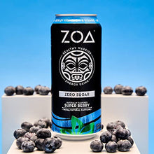 Load image into Gallery viewer, ZOA Zero Sugar Energy Drinks 16 Fl Oz, Super Berry (Pack of 12) - 160mg Natural Caffeine, Supports Healthy Immunity, Boosts Focus & Hydration