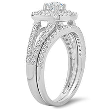 Load image into Gallery viewer, Dazzlingrock Collection 1.00 Carat (ctw) 10K Round Diamond Split Shank Halo Engagement Ring Set 1 CT, White Gold, Size 7