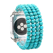 Load image into Gallery viewer, KAI Top Compatible for Apple Watch Band 38mm 40mm 42mm 44mm,Created-Turquoise Beaded Elastic Stretch Replacement Bands Compatible with 2019 Apple Watch Series 5,iWatch 4/3/2/1,Sport,Nike+,Edition