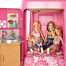 Load image into Gallery viewer, Barbie Pop-Up Camper Transforms into 3-Story Play Set with Pool