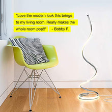 Load image into Gallery viewer, Brightech Allure - 32” Bright LED Spiral Lamp Gets Compliments - Modern Curved Pole Light for Bedrooms & Living Rooms - Floor Standing/End Table Lamp with Built In Dimmer Switch - Platinum