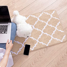 Load image into Gallery viewer, Carvapet 2 Pieces Microfiber Moroccan Trellis Non-Slip Soft Kitchen Mat Bath Rug Doormat Runner Carpet Set (17"x48"+17"x24", Beige)