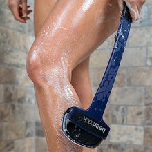 Load image into Gallery viewer, Bearback Back Scrubber: Premium Bath/Shower Back & Body Silicone Scrubber with Long Extendable Folding Handle for Adults/Men/Women/Elderly. Removable Scrubber. American Small Business (Navy)