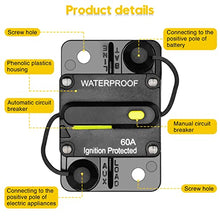 Load image into Gallery viewer, 60 Amp Circuit Breaker, Huazu Inline Fuse Inverter with Manual Reset for Car Audio RV ATV Marine Boat Truck Trolling Motors 12V- 48V DC Water Proof (Surface Mount-60A)