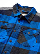 Load image into Gallery viewer, Legendary Whitetails Men's Standard Woodsman Heavyweight Quilted Shirt Jacket, Blue Graphite Plaid, Large