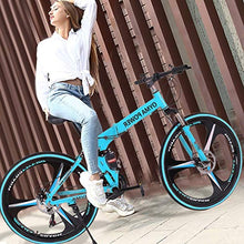 Load image into Gallery viewer, LODDD High Carbon Steel 26 Inch Folding Mountain Bike Mechanical Disc Brakes Shimanos 21 Speed Gears Bicycle Full Suspension MTB Bikes - US Stock