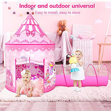 Load image into Gallery viewer, GeerWest 3PC Princess Tent for Girls with Kids Ball Pit, Kids Play Tents and Crawl Tunnel for Toddlers, Pink Pop Up Playhouse Toys for Baby Indoor& Outdoor Tent Games, Birthday Kid’s Gifts