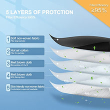 Load image into Gallery viewer, FGCCJP KN95 Face Mask 30pcs Disposable Face Masks Individual Packed Safety 5 Layers Breathable Cup Dust Masks Filtration>95% for Adults Men Women(Black)