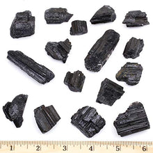 Load image into Gallery viewer, Dancing Bear Black Tourmaline Crystals Bulk (1/2 LB), Includes: (1) Selenite Stick & Information Cards, Rough Raw Natural Stones for Good Vibes, Reiki Energy, EMF & Radiation Protection, Made in USA