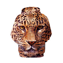 Load image into Gallery viewer, Leopard Print 3D Hoodie for Women Men, Sweatshirt Cartoon Clothes with Pockets 3D Pullover Hoodie (Leopard, L/XL)