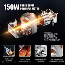 Load image into Gallery viewer, Meat Slicers Electric, Food Deli Slicers with Two 7.5” Serrated Stainless Steel Blade Upgrade Precisely Cuts Meat, Cheese, Bread, Fruit & Veggies, Adjustable Thickness Dial, Non-Slip Feet (2 Blade)