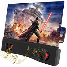 Load image into Gallery viewer, LAIKETE 12" 3D Mobile Phone Screen Magnifier with Bluetooth Speakers, Anti-Blue Light Cell Phone Screen Amplifier Enlarger for Movie,Video and Gaming, Compatible All Smartphones