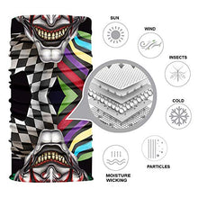 Load image into Gallery viewer, Riding Mask Motorcycle - Scarf Face Mask Bandana - 3D Neck Gaiter Face Cover - Tubular Bandana Cool Face Mask Sun Dust Protection for Cycling, Riding. (Evil Clown Face Mask)