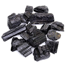 Load image into Gallery viewer, Dancing Bear Black Tourmaline Crystals Bulk (1/2 LB), Includes: (1) Selenite Stick & Information Cards, Rough Raw Natural Stones for Good Vibes, Reiki Energy, EMF & Radiation Protection, Made in USA