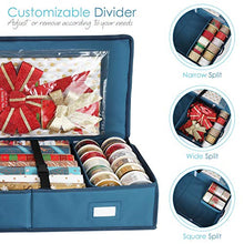 Load image into Gallery viewer, Hearth & Harbor Wrapping Paper Storage Container - Christmas Storage Bag with Interior Pockets - Gift Wrapping Organizer Storage Fits Up to 22 Rolls of 40" - Tear Proof Wrapping Paper Organizer